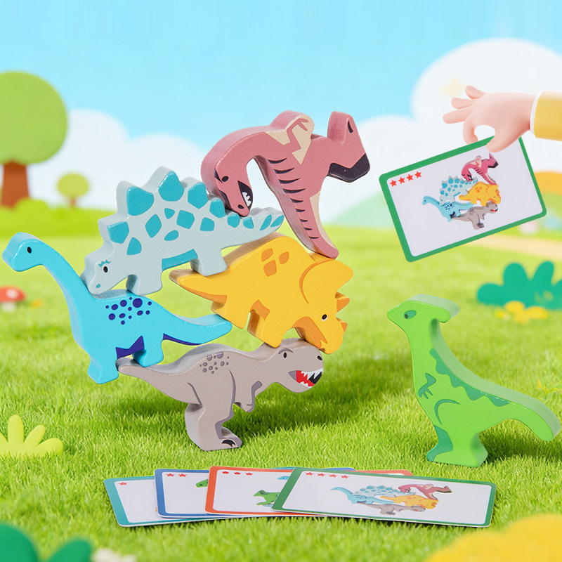 Dinosaurios transfronterizos superpuestos altos animales de equilibrio superpuestos bloques de construcción para niños iluminación divertida puzzle juegos de mesa al por mayor