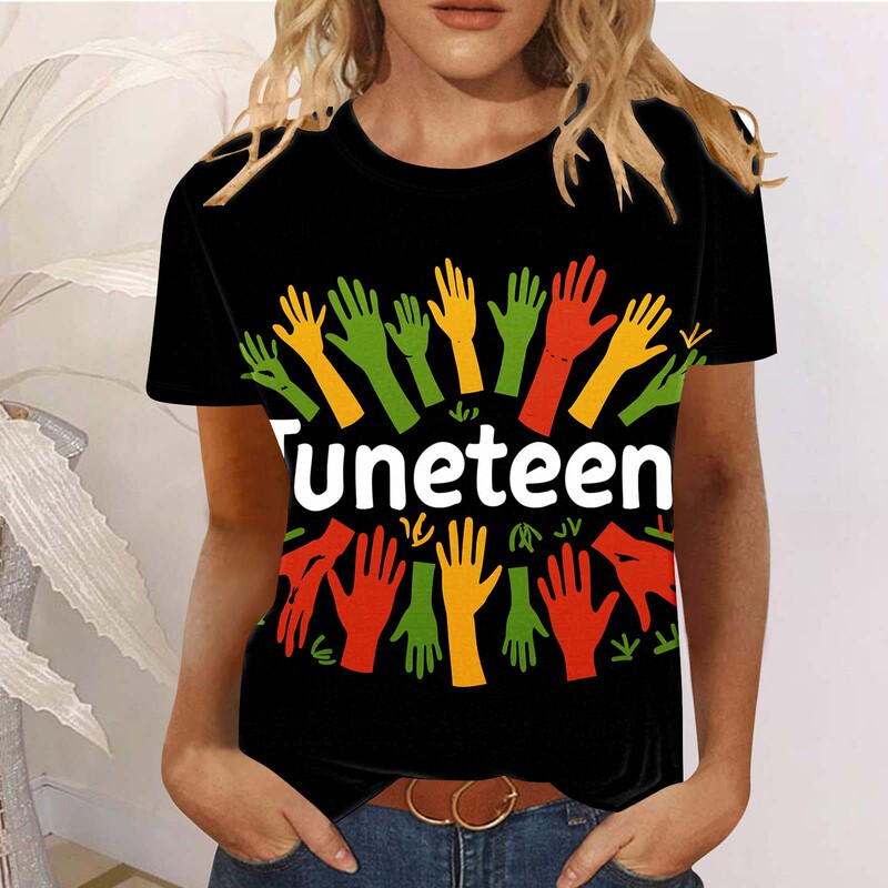 Juneteenth 1865 Juneteenth 2025 Cross-Border Summer New Casual Colorful Printed Short-Sleeved T-Shirt