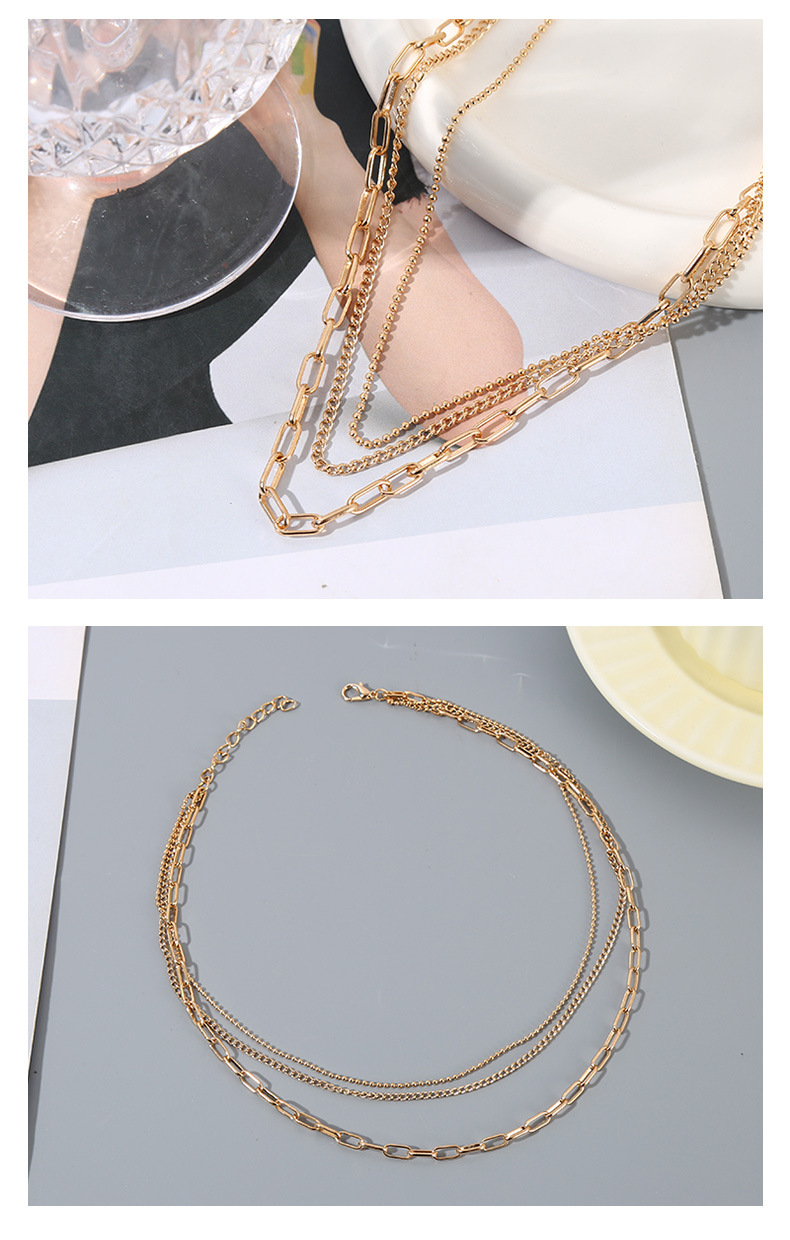 Wholesale Jewelry IG Style Simple Style Solid Color Alloy Iron Plating Three Layer Necklace display picture 1