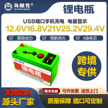 12.6V16.8V21V25.2V29.4V便携备用电池电瓶锂电池USB端口电量显示