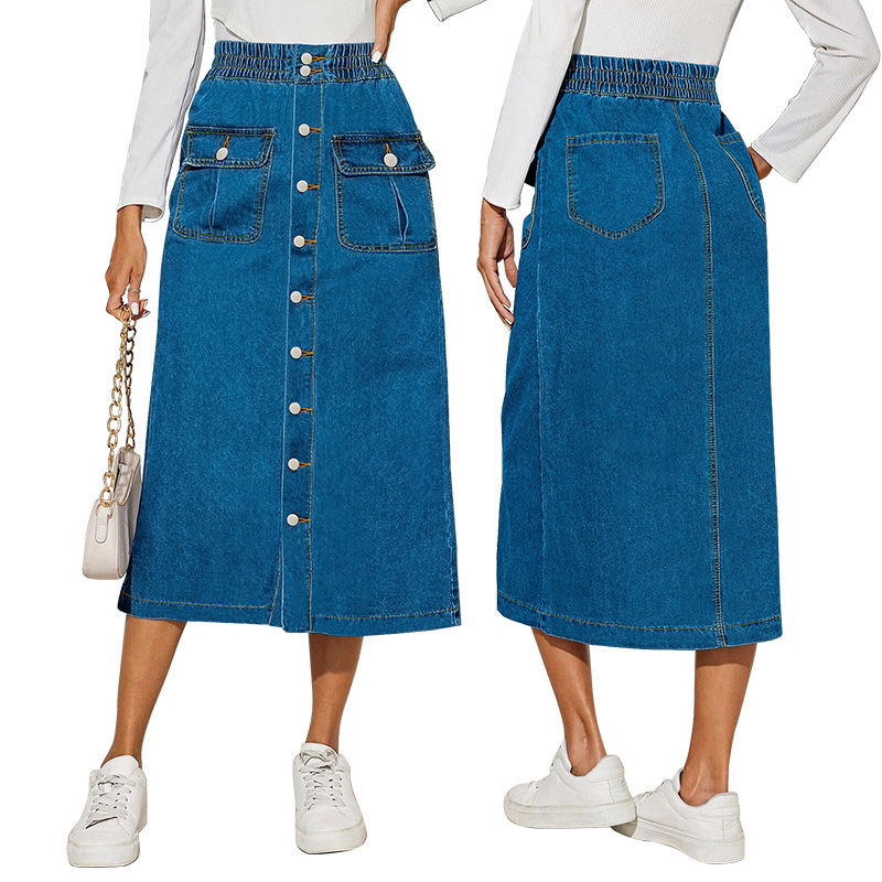 denim long skirt