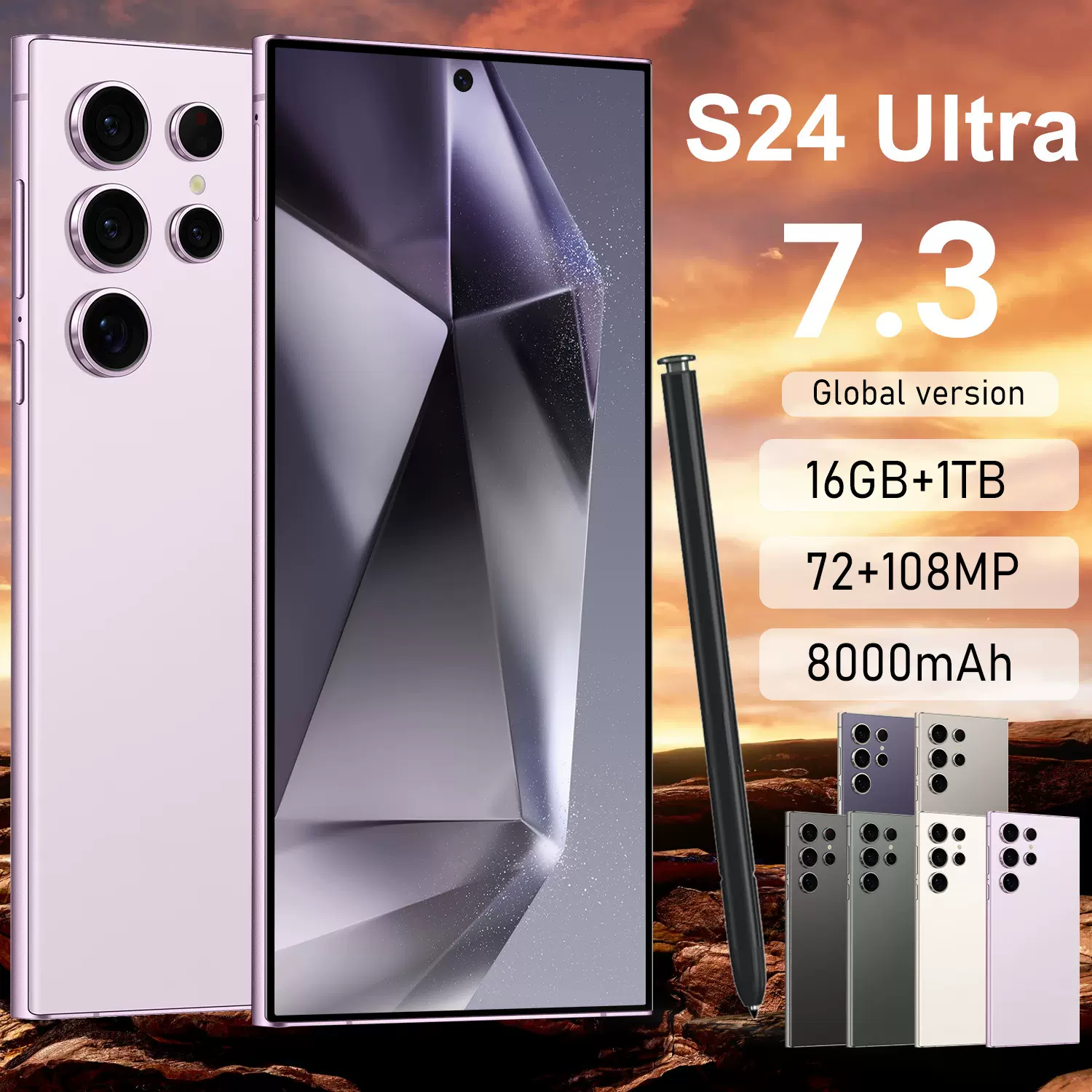 新款跨境手机S24Ultra+高清大屏一体机16+1T安卓智能手机厂家批发