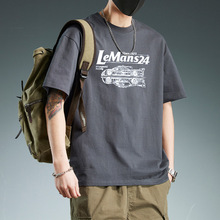 夏季短袖t恤男士2025新款印花上衣服时尚休闲新疆纯棉半袖体恤衫