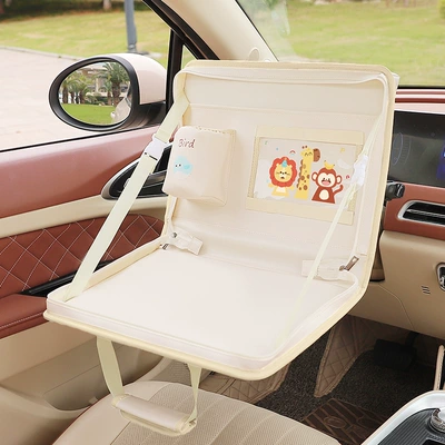 Foldableing Dinner Plate Small Table | Car table board - beige-lion-monkey
