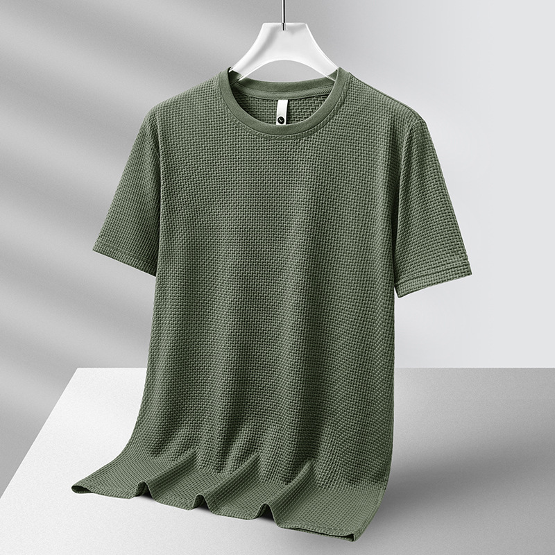 Summer Live Broadcast Two-Open Short-Sleeved T-Shirt Men's Loose Large Size Running Half-Sleeved Ice Silk Quick-Drying Elastic Sports Training Clothes