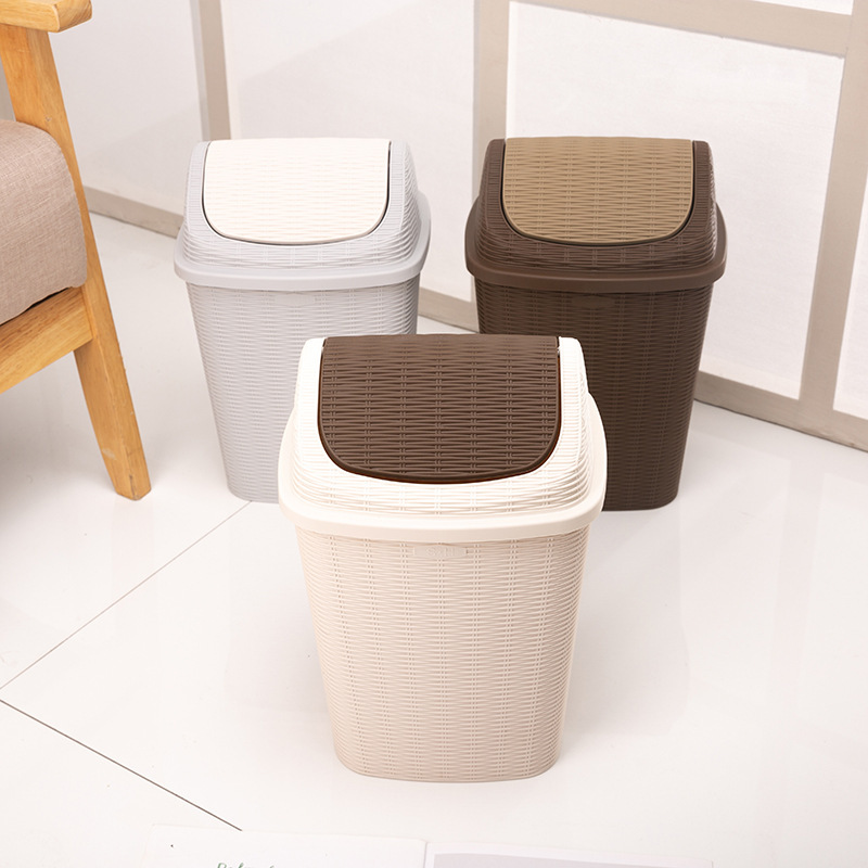 Household dormitory rectangular company office desktop bedroom trash can simple fashion swing lid classification trash can