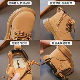 小童马丁软底宝宝学步鞋男女短靴小黄靴婴儿小皮靴加绒靴秋冬棉鞋