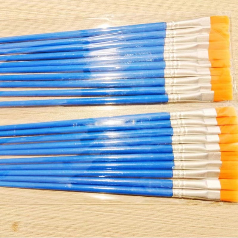 新型の水粉の油絵の筆のナイロンの毛の塾の子供の絵画の筆の平頭の斜めの頭の絵の具の油絵の筆のセット|undefined