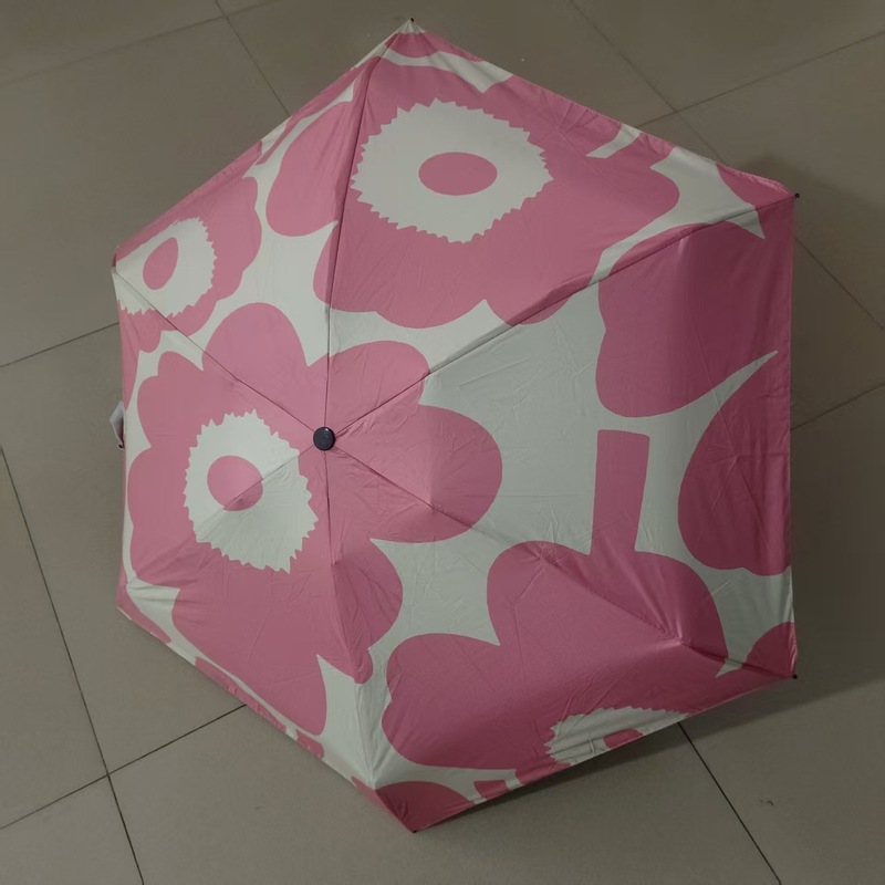 芬兰marimekko雨伞经典花朵晴雨伞短柄折叠雨伞轻巧方便北欧风格|undefined