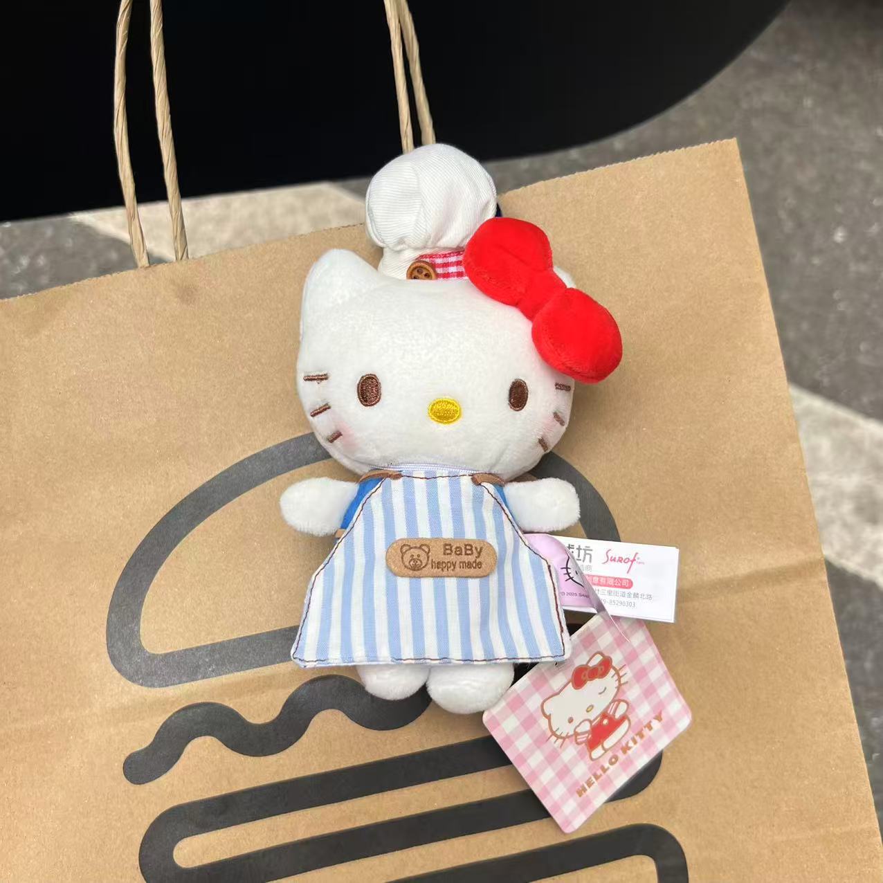 Genuino clásico KT Hello Kitty mochila bolso colgante dibujos animados lindo hellokitty llavero muñeca de felpa mujer