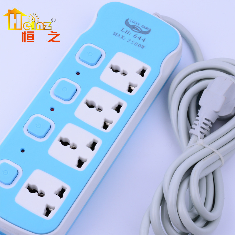 Comercio exterior nuevo cable de cobre 3 interruptor 4 enchufe colorido paquete inglés enchufe placa de conexión fábrica al por mayor