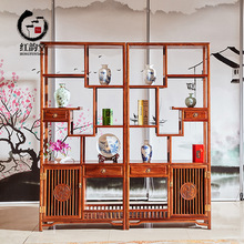 红木刺猬紫檀实木新中式镂空博古架多宝架茶叶架隔断玄关古董架