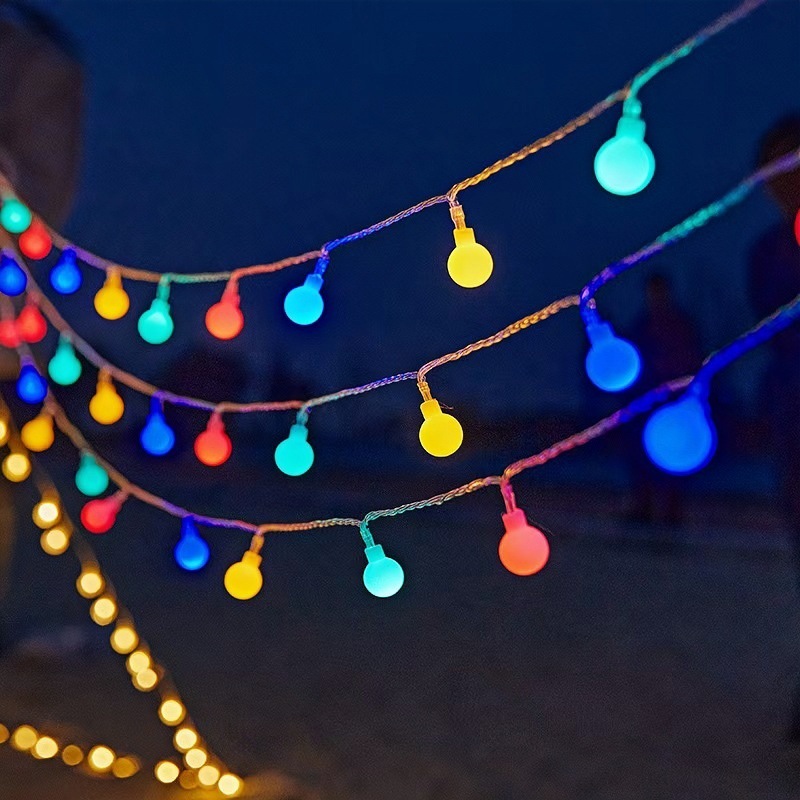 Lámpara de bola esmerilada LED cadena de decoración de cumpleaños de boda cadena de luz solar gypsophila decoración de vacaciones de Navidad al aire libre