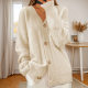 Foreign Trade Women's 2023 Autumn and Winter New Solid Color Long Sleeve V-Neck Knitted Cardigan Buckle Jacquard Sweater Coat Women