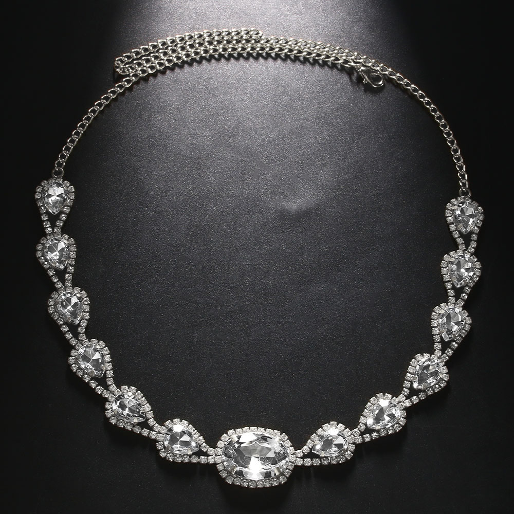 Moda europea y americana gota de agua cadena accesorios para el cabello rhinestone personalizado tocado nupcial accesorios calientes headwear femenino