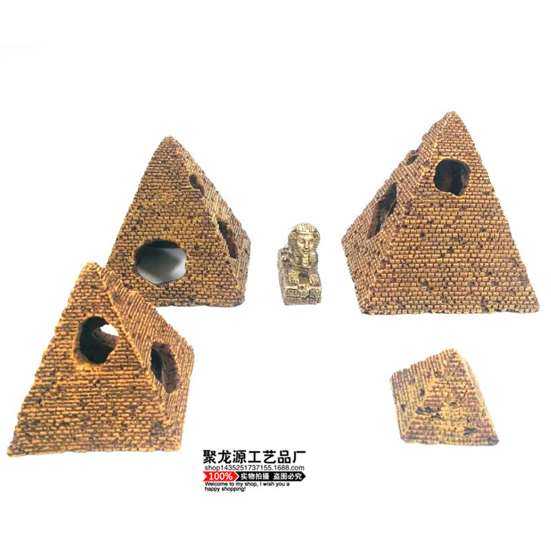 Tanque de peces decoración paisaje antiguo romano resina ocultando decoración acuario desove conjunto simulación antiguo Egipto pirámide