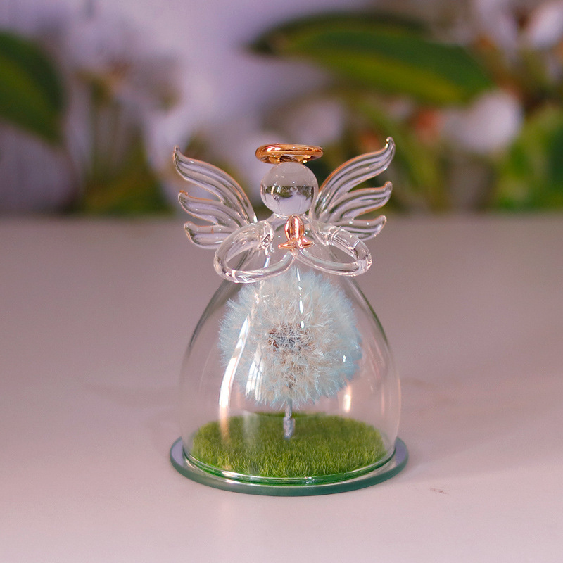 Comercio electrónico transfronterizo cubierta de vidrio flor eterna angelito rosa eterna Navidad regalo del día de San Valentín cubierta de vidrio decoración