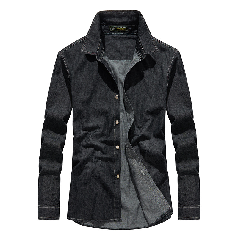 2024 primavera y otoño nuevo estilo retro vaquero herramientas casuales camisa de color sólido moda masculina multifacética camisa casualizada