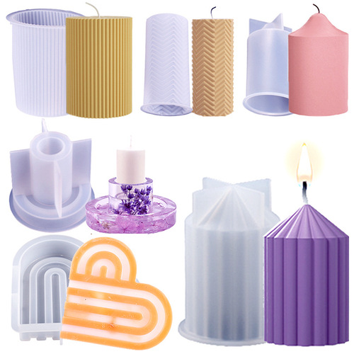 28-piece resin mold, aroma candle mold, striped cut surface cylinder, triangle polygon cone, silicone mold