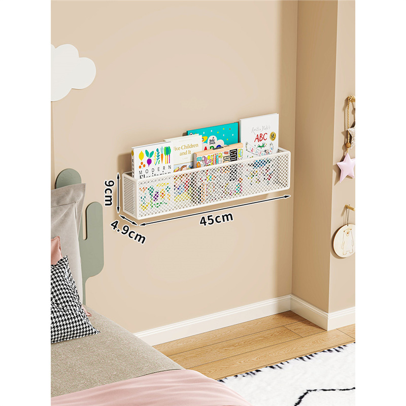絵本収納ラック、子供用本棚、壁掛け式シンプルディスプレイラック、ドア後ろの本の壁面パンチフリー収納ラック|undefined