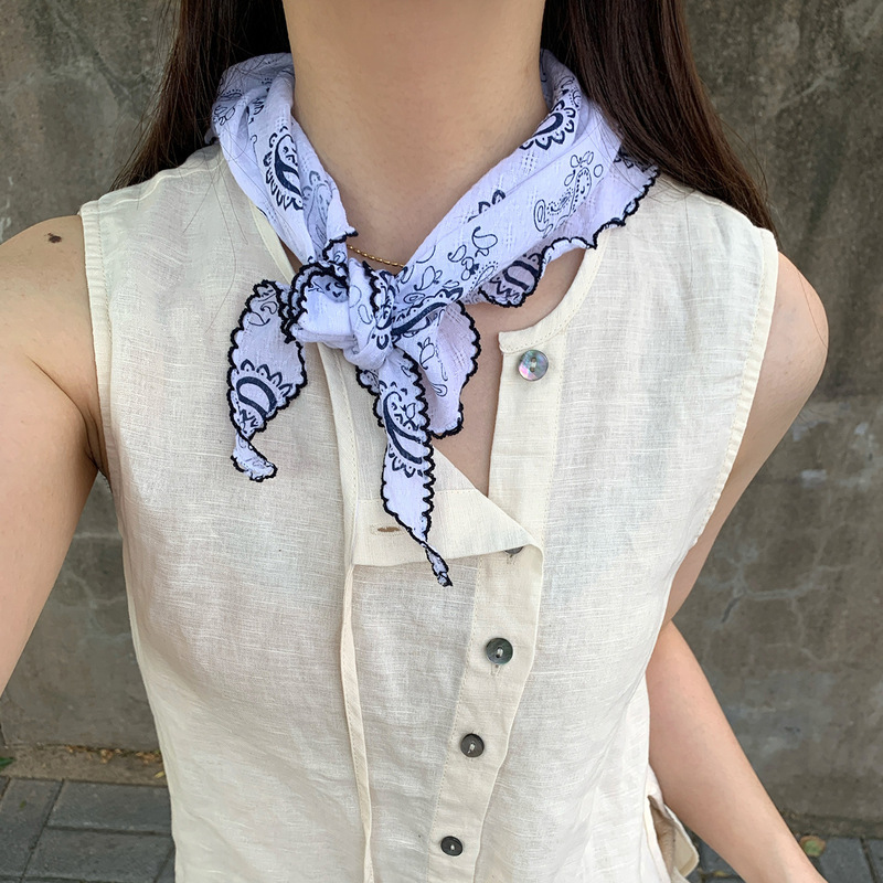 韩系高级感长款波点丝巾女系脖百搭丝带小众复古薄款围巾飘带装饰|undefined