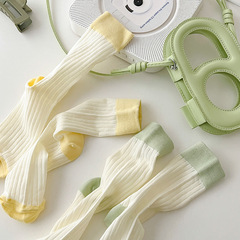 Suxinaimin Spring and Summer New Women's Socks, Japanese and Korean Style Mid-Calf Cotton Socks, Versatile Color Collision Ins Thin Stacked Socks