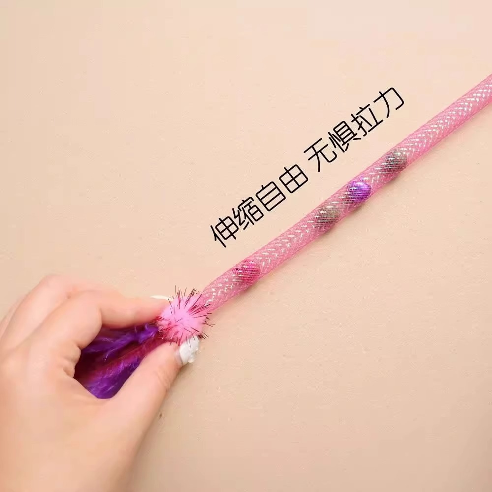 Juguetes de cuerda elástica para gatos, plumas de menta para gatos, palos para gatos, cuerda elástica retráctil para mascotas, juguetes para gatos al por mayor