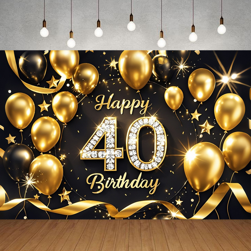 Nueva tela de fondo de feliz cumpleaños transfronteriza, carnaval de fiesta, serie principal de decoración de escenas, banner de cumpleaños