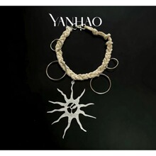 设计感意识流艺术项链白色太阳“生长纹”颈圈y2k欧美朋克风项饰