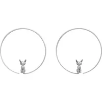 Серьги- hoop? Wait must translate properly: Hoop earrings, cat charm, universal hula‑hoop style, bright white, lightweight (0.005 kg)
