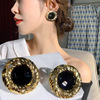 Black retro metal earrings, European style