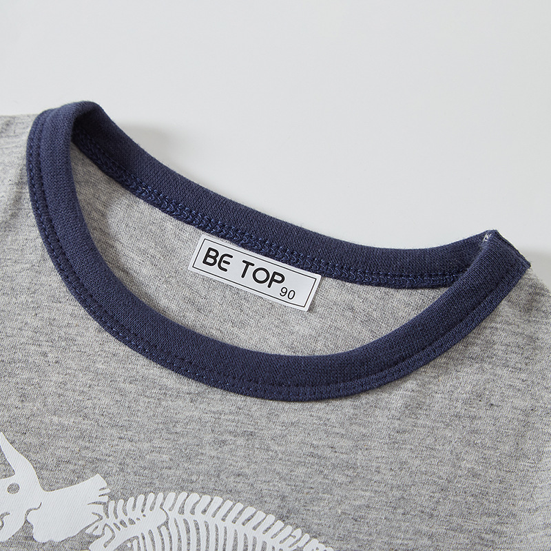 Camiseta de algodón de manga corta de dinosaurio de cuello redondo de estilo coreano para niños de verano 2024 para niños ropa infantil al por mayor entrega de una sola pieza