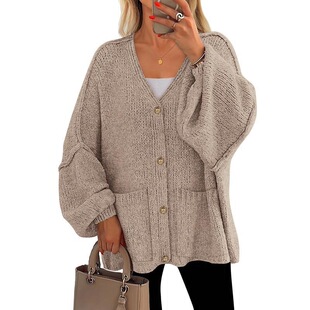 Q 14513 Loose Fit V Neck Pocket Sweater 㼑��Lë������