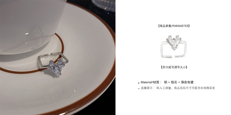 Fashion Geometric Copper Inlay Zircon Open Ring 1 Piece