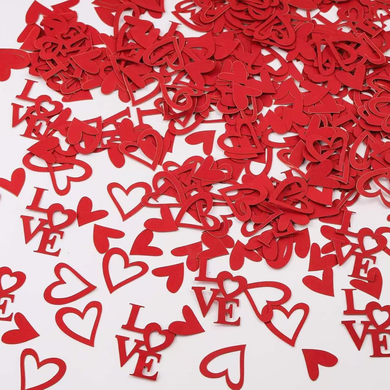 100Pcs Amazon Cross-Border Valentine's Day Red Heart Confetti Party Decoration Supplies Confetti