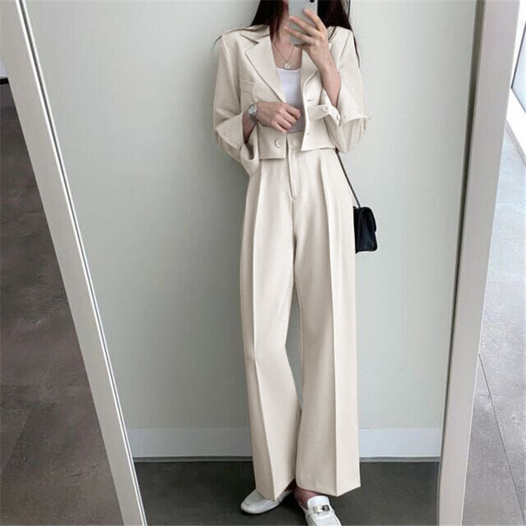 新品2022春夏秋季网红休闲英伦风小西套装女士短款韩版西服上衣详情11