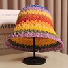 Rainbow straw bucket, summer beach Japanese hat, sun protection