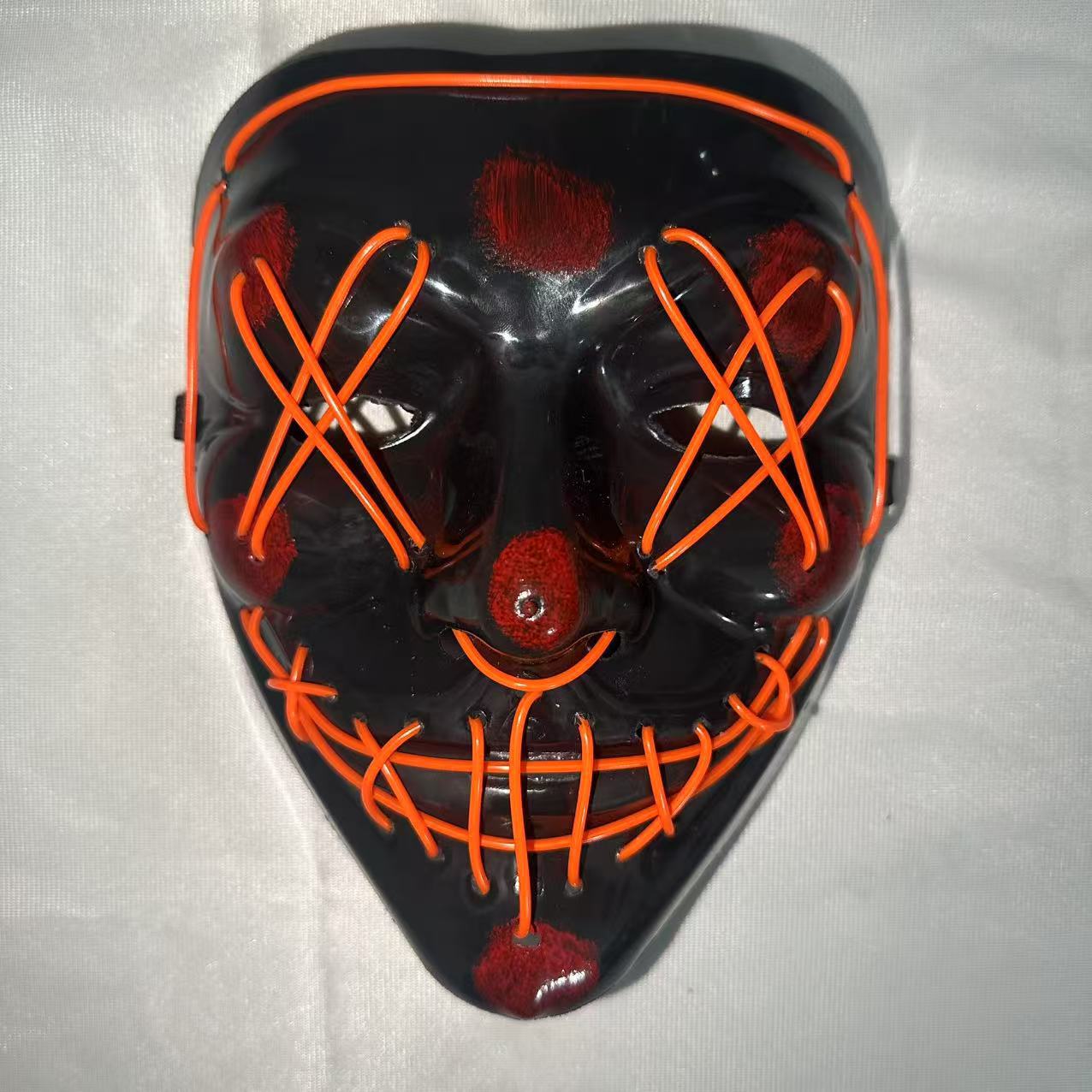 Máscara de terror de máscara de color V negra luminosa LED de Halloween transfronteriza