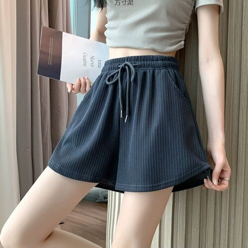 Women's Summer Thin Ice Silk Sports Shorts, Korean Style High-Waisted Loose Fit Versatile Casual Wide Leg Hot Pants, Factory Wholesale