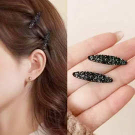 韩国轻奢超大颗捷克钻璀璨鸭嘴夹女小号碎发边夹刘海夹精美侧边夹