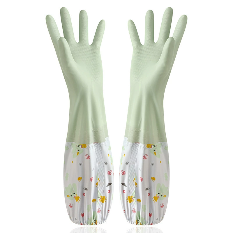 Rubber waterproof long keep warm gloves