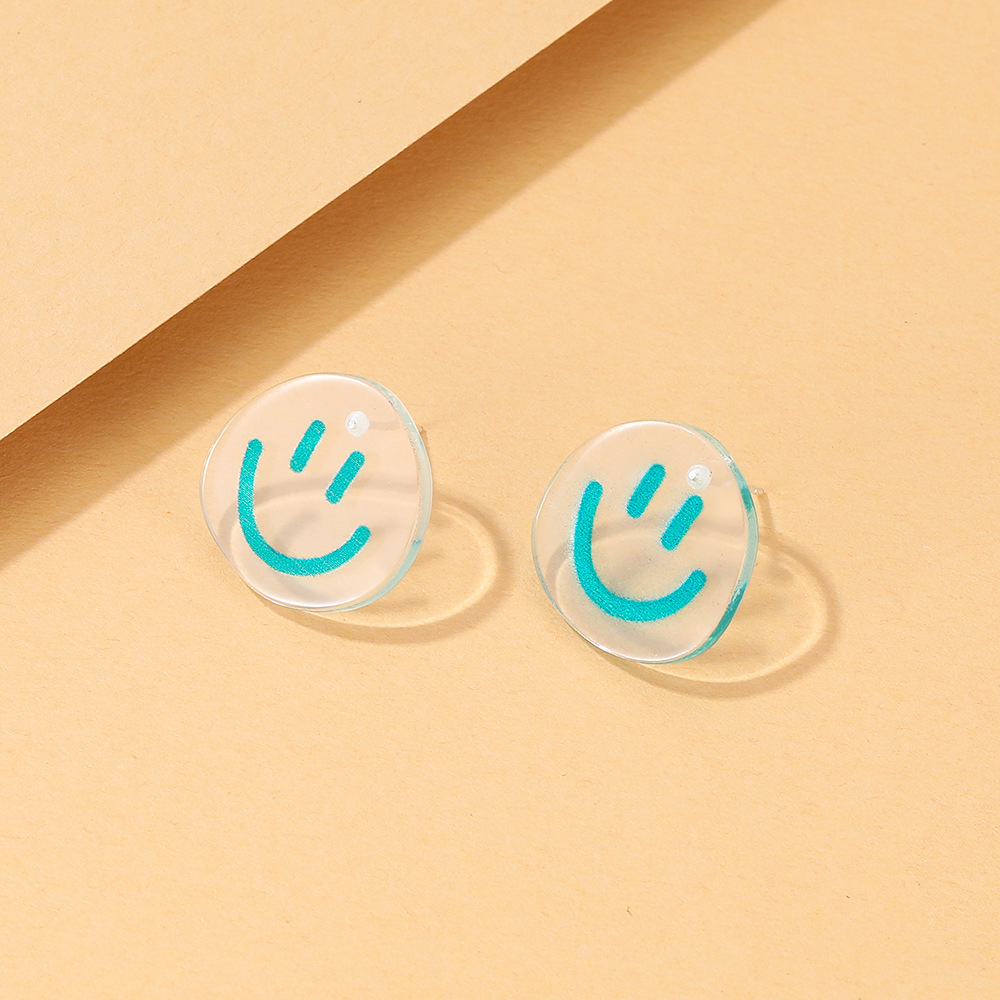 cartoon smiley resin transparent smiley earrings wholesale Nihaojewelry