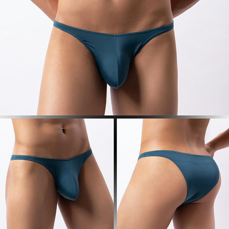Amazon AliExpress European and American men's low waist underwear sexy mesh breathable briefs bikini E-091