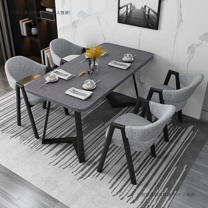 Mesa de comedor nórdica, mesa de comedor rectangular moderna y simple para casa pequeña