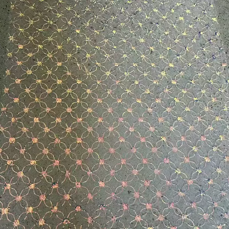 现货网纱满副绣花布  春夏纯色亮片女装礼服刺绣布