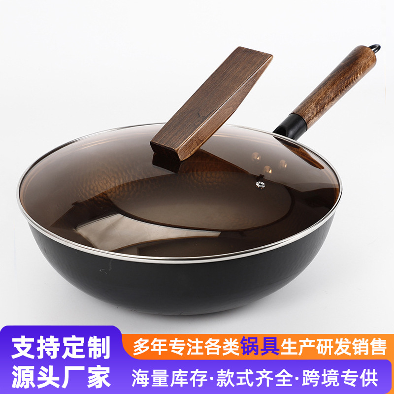 Fábrica al por mayor hogar multifunción olla de hierro sin recubrimiento Zhangqiu olla de hierro Cocina de Inducción de gas