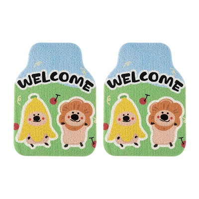 car wear-resistant floor mat, Avtomobil döşəmə paspasları - banana-pepper-bear-silk-circle-foot-pad-front-2-64548cm-front-silk-circle