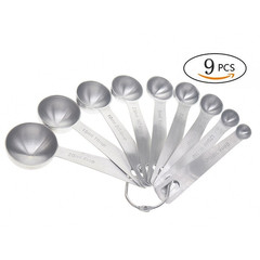 Baking Set 430 Stainless Steel Measuring Spoons 9-Piece Set Scale Spatula Deep Draw Measuring Spoons Measuring Cups Set