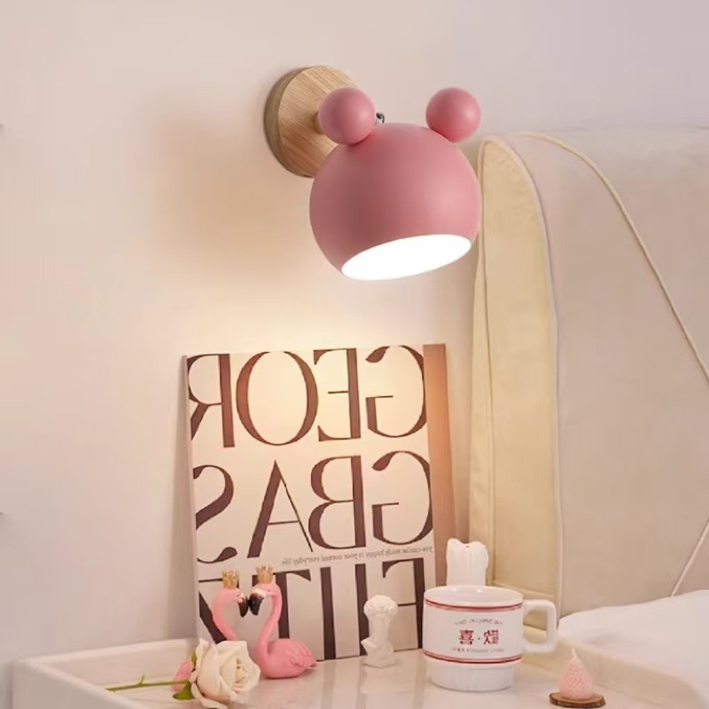 Nordic lámpara de pared simple dormitorio lámpara de noche habitación de los niños de dibujos animados personalidad creativa LED macaron lindo lámparas
