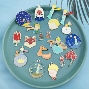 Factory Direct Sales Alloy Dripping Cartoon Little Prince Series Rose Fox Boy Accessories DIY Jewelry Earrings